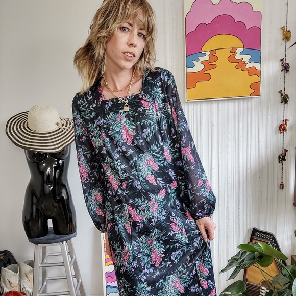 Vintage Floral House Dress Nightgown - Picture 1 of 14